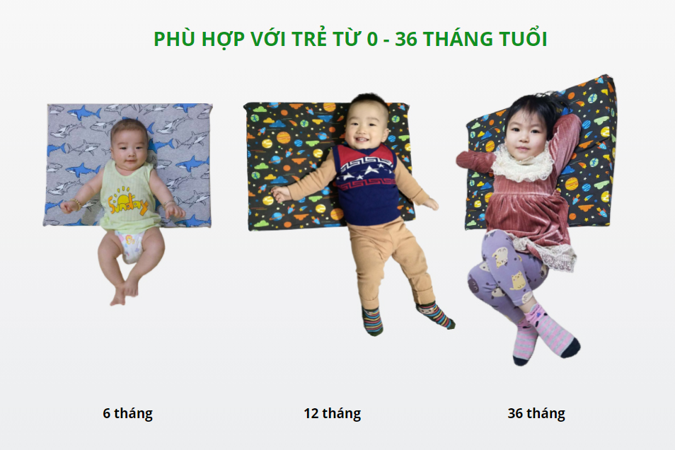 Gối chống trào ngược cho bé Babibo chống nôn trớ, ọc sữa, hỗ trợ tiêu hóa và cải thiện hô hấp, giúp trẻ tập lẫy - kích thước siêu rộng 45x60x9cm - độ dốc 11,3 độ - dành cho trẻ từ 0-36 tháng 4