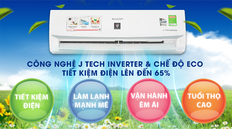 Máy Lạnh Inverter Sharp AH-XP10WMW (1.0HP)