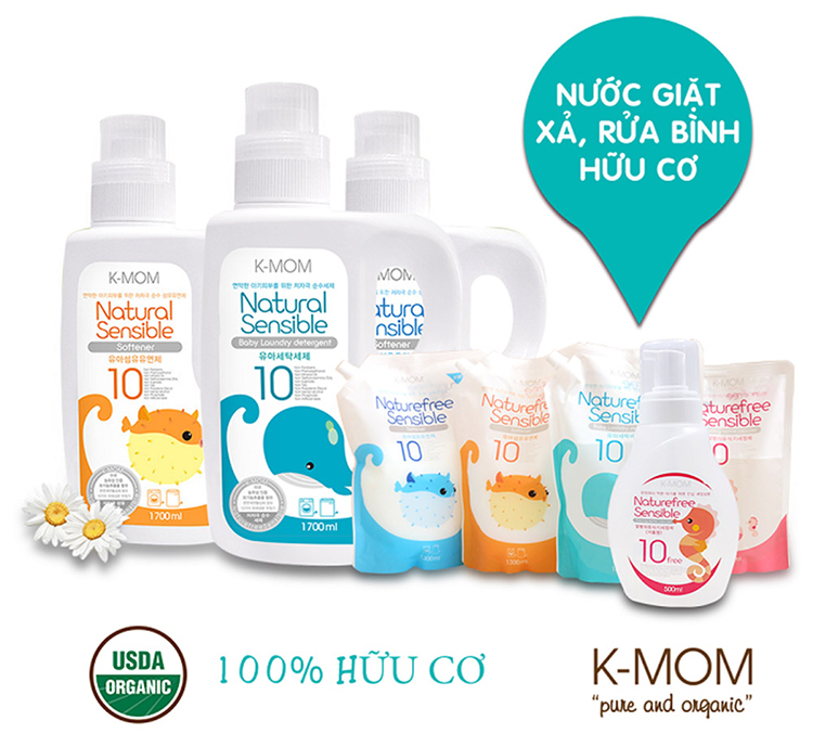 Nước giặt hữu cơ K-Mom Hàn Quốc dạng can (1700ml)