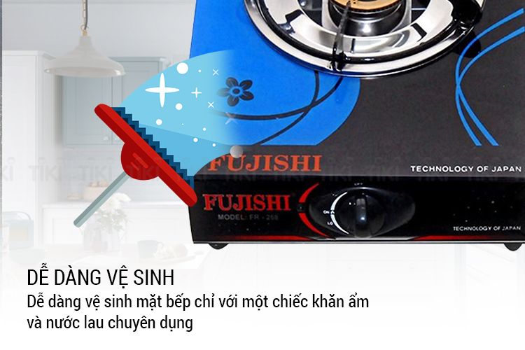 Bếp Biogas Đơn Chén Đồng Kính Cường Lực Fujishi FJ-BG1 - Hàng Chính Hãng