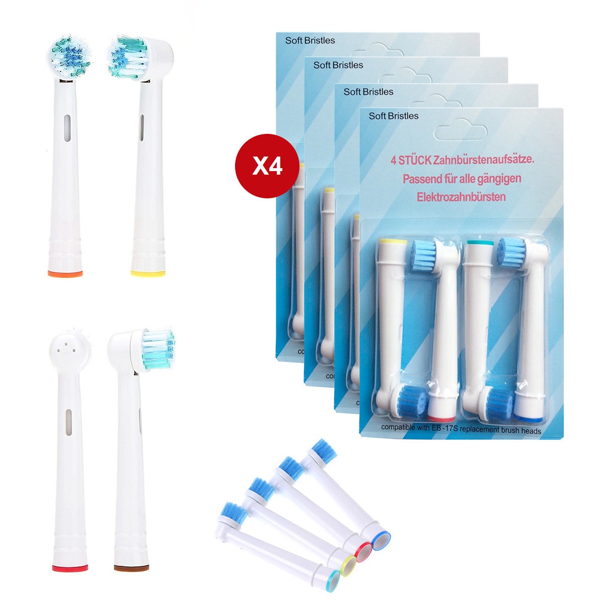 Bộ 4 đầu bàn chải đánh răng điện thay thế cho máy Braun Oral B - Precision, FlossAction, Gum Care, Sensitive - đánh bật cao răng, răng nhạy cảm, chăm sóc nướu lợi 15