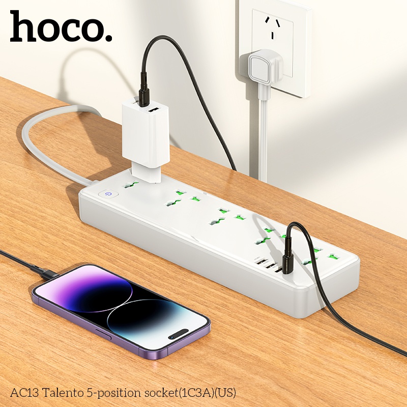 Ổ Cắm Điện USB Đa Năng cao cấp chống giật, sạc nhanh 17W chống cháy nổ, dây dài 1.5m AC13 - hàng nhập khẩu