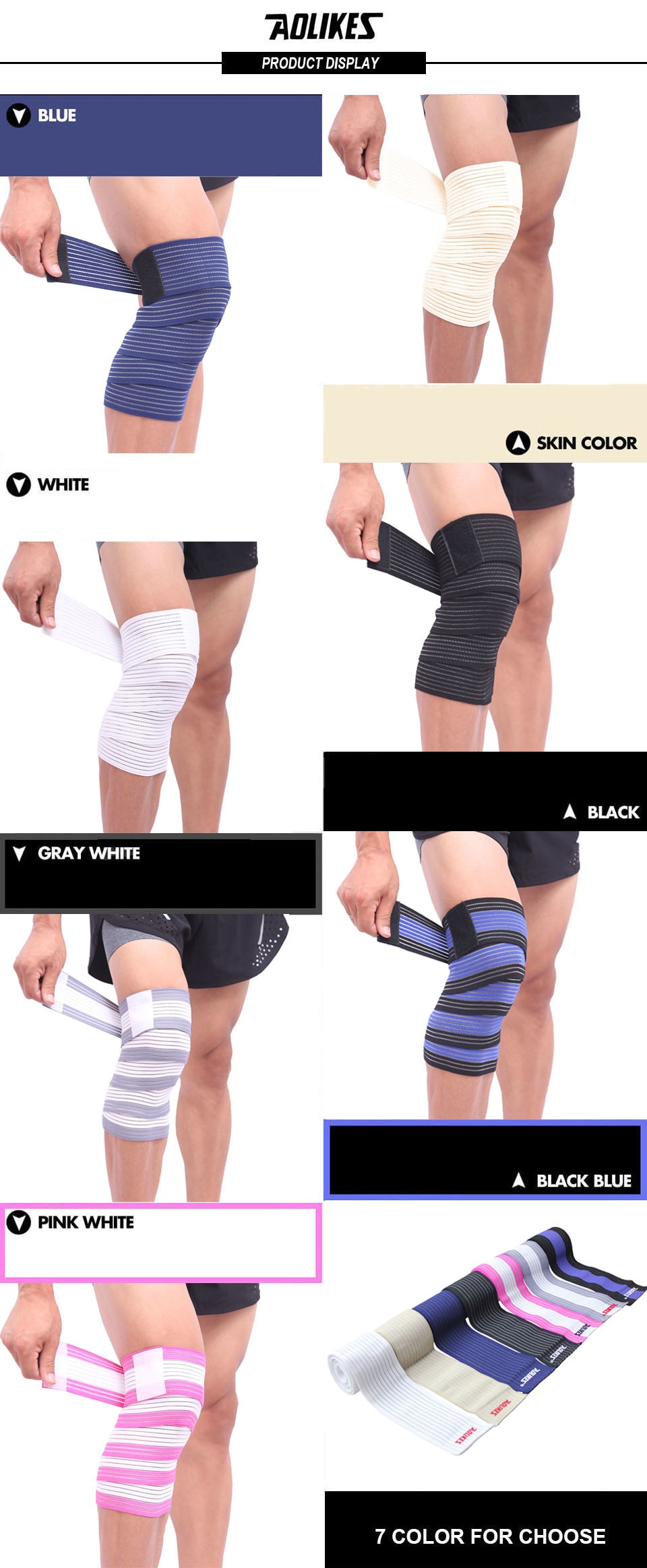 Bộ 2 Băng Quấn Hỗ Trợ Đầu Gối, Bảo Vệ Bắp Ống Chân Khi Chơi Thể Thao Sport Knee Support AOLIKES YE-1516