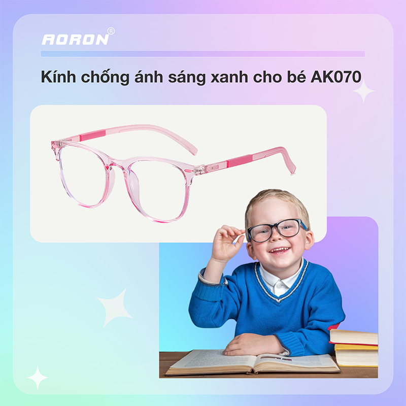 kính trẻ em aoron, mắt kính chống ánh sáng xanh bảo vệ thị lực cho bé trai 1