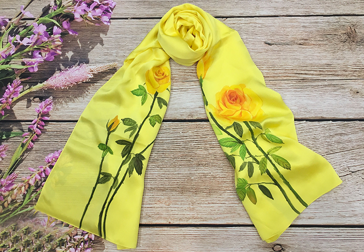 Khăn Lụa Vẽ Tay SenSilk Limited Hoa Hồng