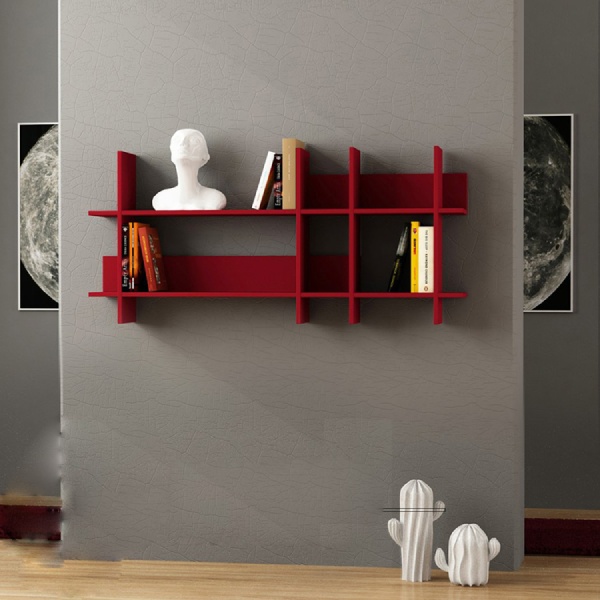 Kệ Sách Treo Tường 1,5m màu đỏ