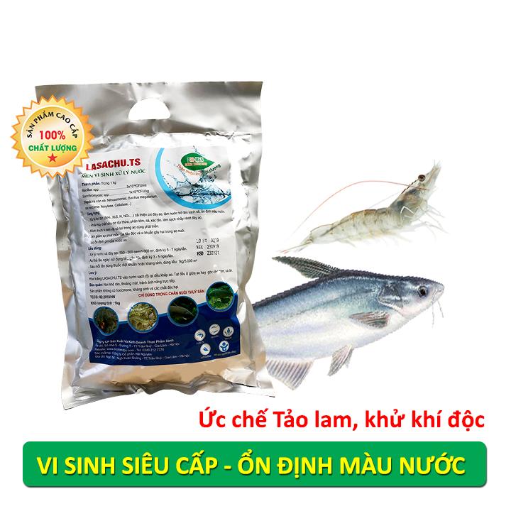 Combo 2 gói Men vi sinh xử lý nước ao hồ Cá Tôm - LASACHU. Làm trong nước, sạch nhớt đáy. Khử mùi hôi, tiêu khí độc (NH3, N, NO2, H2S). Ức chế vi khuẩn gây hại. HSD: 2 năm
