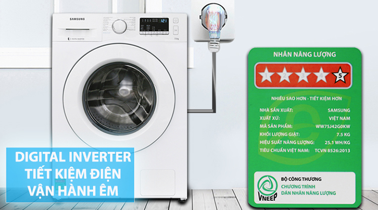 Máy Giặt Samsung Inverter WW75J42G0KW/SV (7.5kg)