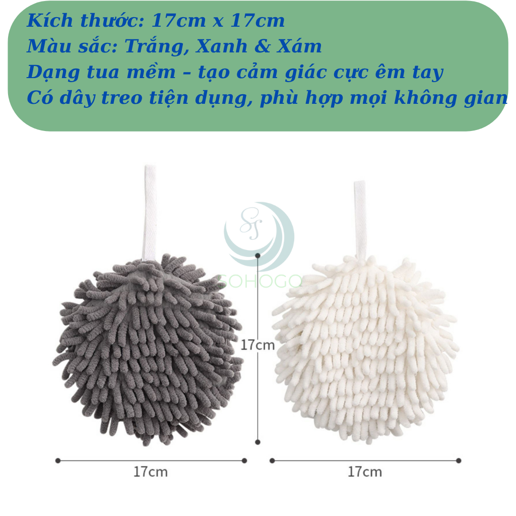 Khăn Lau Tay Treo Tường Microfiber  -	Khăn Lau Tay Siêu Mềm Dạng Tròn Treo Nhà Bếp/Nhà Tắm -	Khăn Treo Tường Dạng Tua Mềm Mại -	Khăn Lau Tay Thấm Hút Hình Quả Cầu Khăn Lau Tay Decor Gắn Tường Microfiber