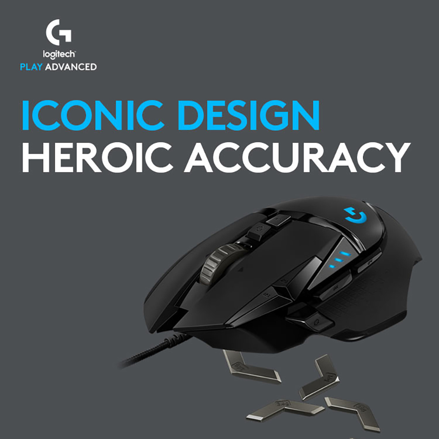 Chuột game hiệu suất cao Logitech G502 Hero RGB Lightsync - Hàng chính hãng