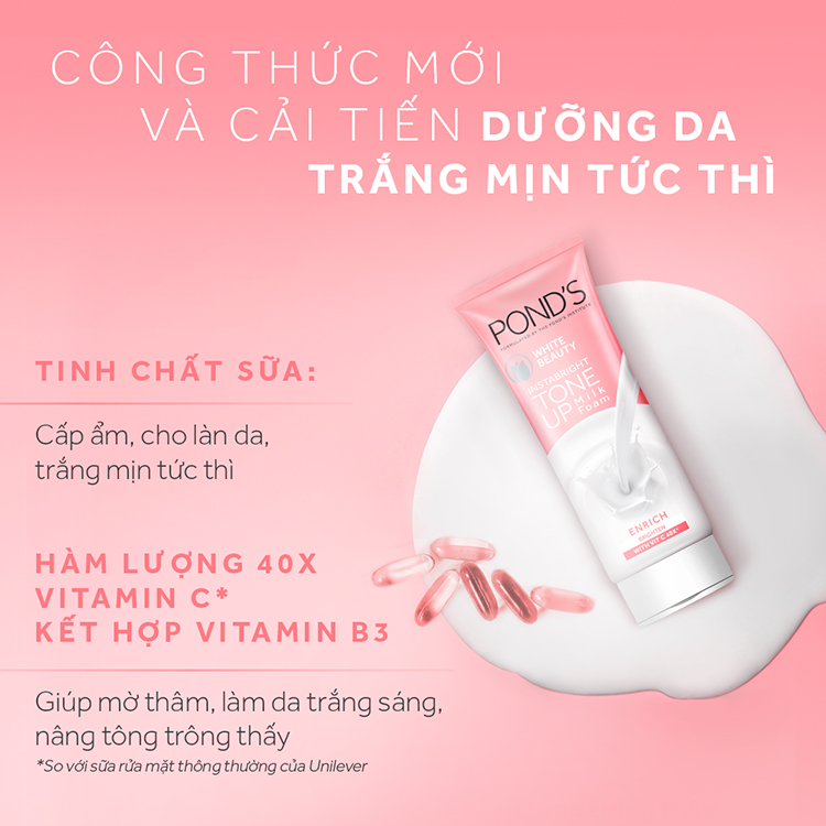 Combo Nước Tẩy Trang Vitamin Và Hoa Hồng Sáng Da  Pond's Micellar Water 100ml + Kem Sữa Rửa Mặt Dưỡng Trắng Nâng Tông  Pond's White Beauty 100ml