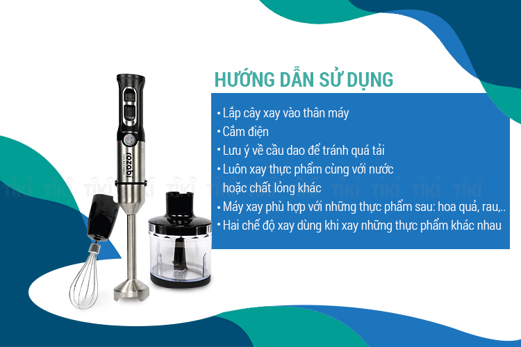 Máy Xay Cầm Tay Đa Năng Lưỡi Kép, Chống Rung Tay Cầm Rozabi 1000W Plus