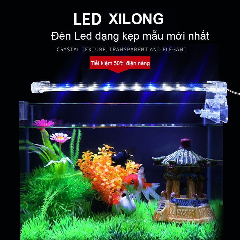 Đèn Led kẹp bể cá Xilong LED-D30 siêu sáng, tiết kiệm điện, ánh sáng 2 màu cho bể cá đẹp hoàn hảo. Cấp hàng bởi LYLYSHOP 