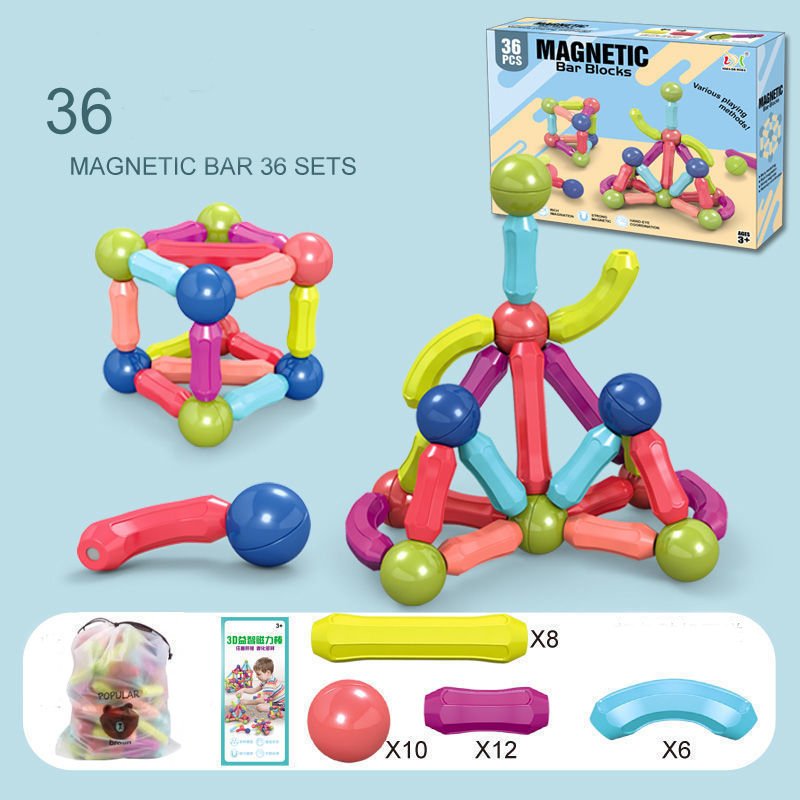 Bộ xếp hình nam châm cho bé 36 chi tiết Magnetic Stick, đồ chơi giáo dục xếp hình Lego, phát triển tư duy, trí thông minh cho bé