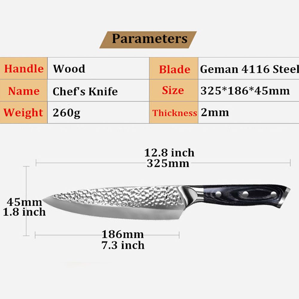 Kitchen Knife Cooking Knives Luxurious Stainless Steel 8 Inches Kitchen Housewife