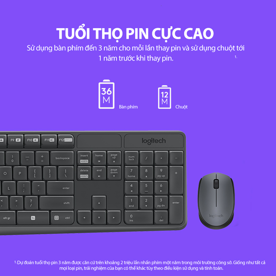 Bộ Bàn Phím Và Chuột Không Dây Logitech MK235 - Hàng chính hãng