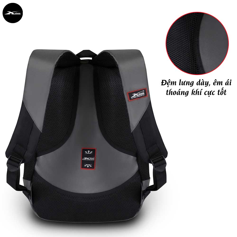 Balo Laptop Nam Xbags Naituo Xám XB 2004 - Balo Du Lịch Có Ngăn Chống Sốc Cao Cấp, Đựng Vừa Laptop 14-15.6 Inch, Nhiều Ngăn Tiện Lợi, Vải Trượt Nước Bền Bỉ