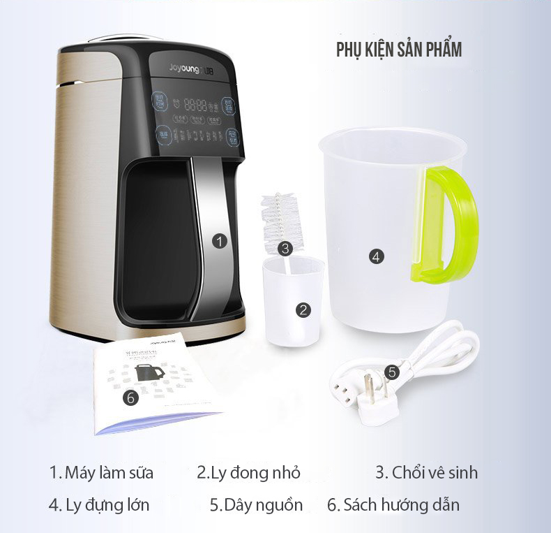 Máy Làm Sữa Đậu Nành Nguyên Xác, Máy Làm Sữa Hạt, Máy Xay Sinh Tố Đa Năng Joyoung DJ13S-P90 - Hàng Chính Hãng