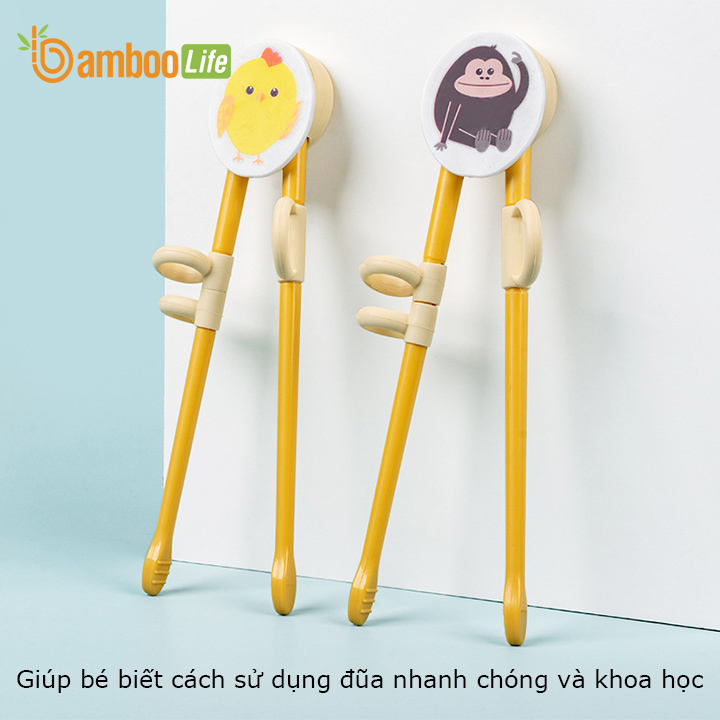 Đũa tập ăn cho bé Bamboo Life hàng chính hãng từ bột ngô Đũa tập ăn xỏ ngón cho bé Dụng cụ tập ăn cho bé 6