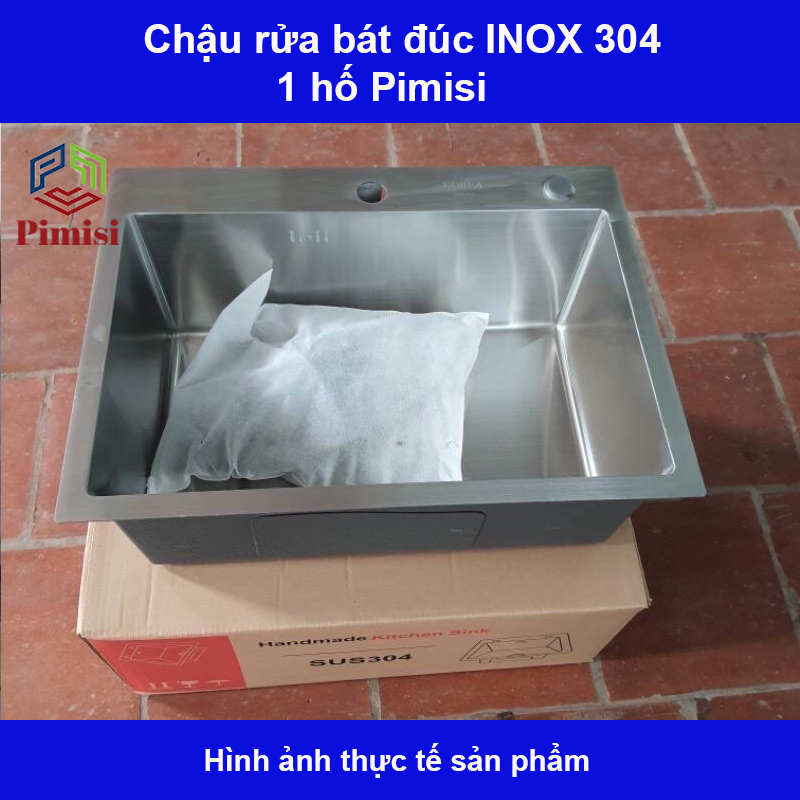 Chậu rửa chén inox 304 đơn 1 hố Pimisi hình chụp thực tế