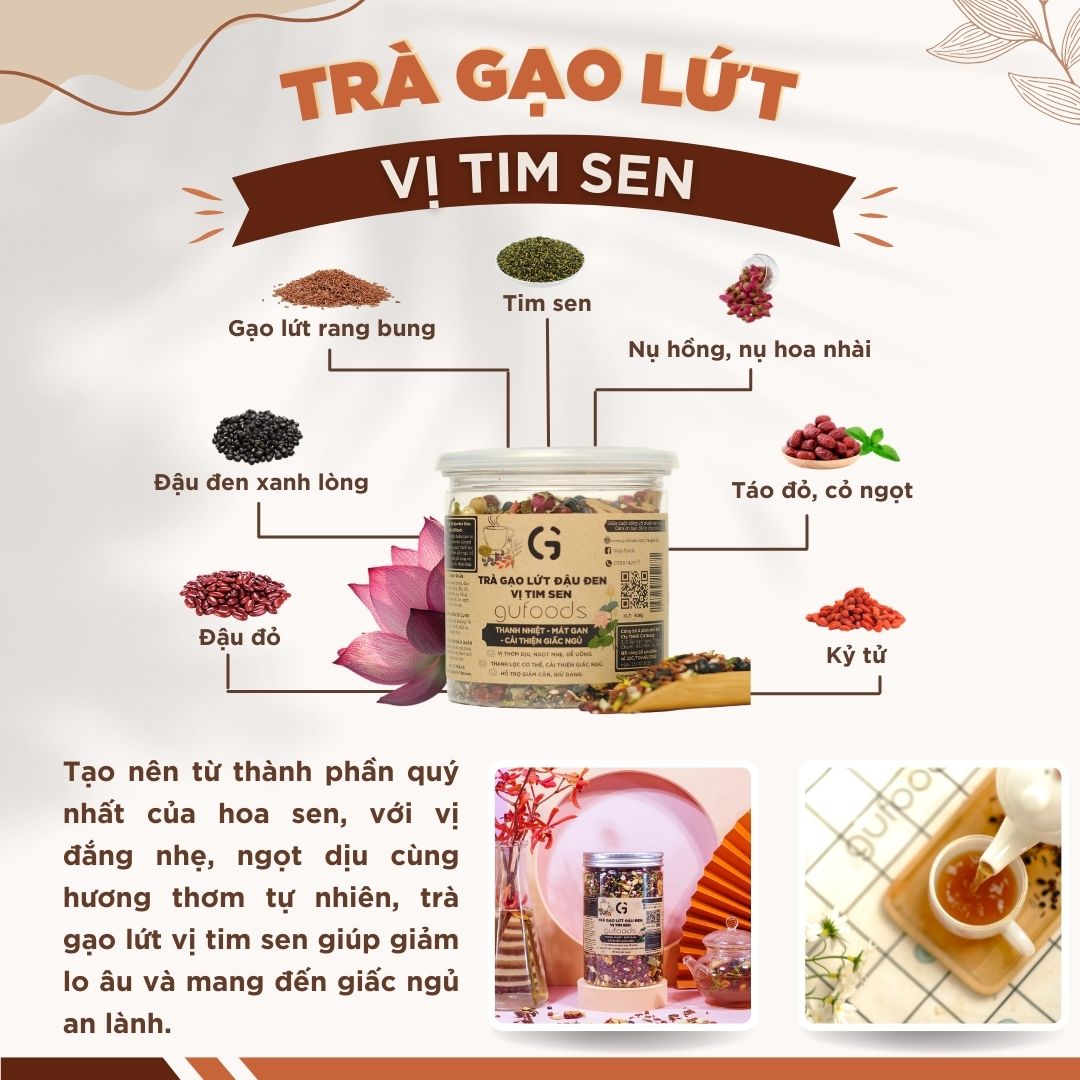 Trà gạo lứt đậu đen thanh nhiệt GUfoods - Tự nhiên, Healthy, Thanh lọc cơ thể, Mát gan, Cải thiện giấc ngủ, Đa dạng hương vị