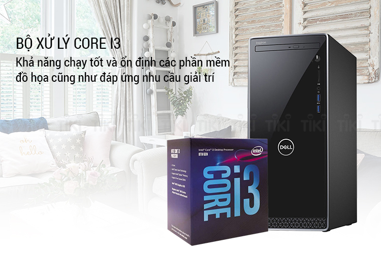 PC Dell Inspiron 3670MT MTI31410-4G-1T Core i3-8100 / Free Dos (Black) - Hàng Chính Hãng