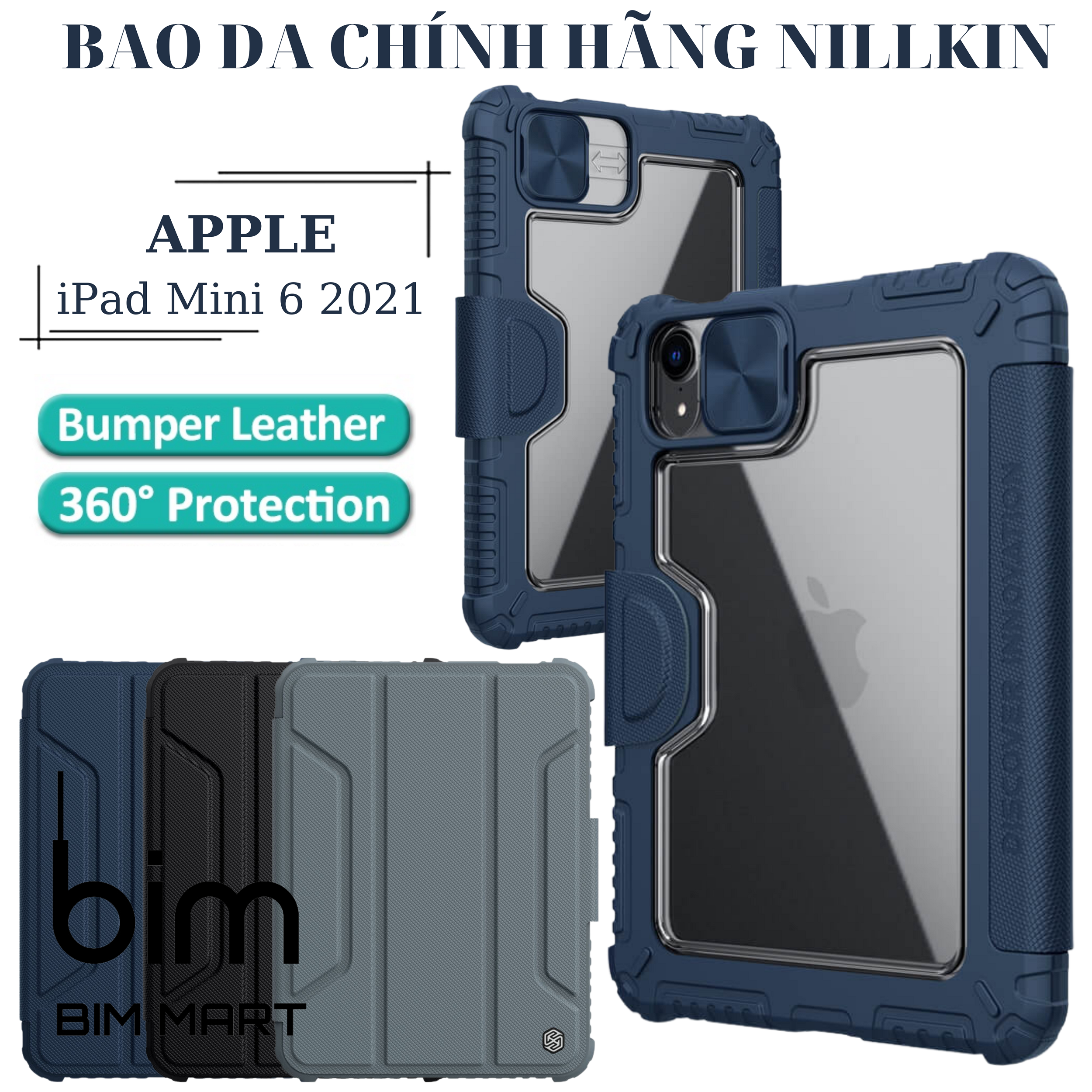 Bao da dành cho iPad Mini 6 - 8.3 inch 2021 có nắp bảo vệ camera Nillkin Bumper Leather - Hàng chính hãng