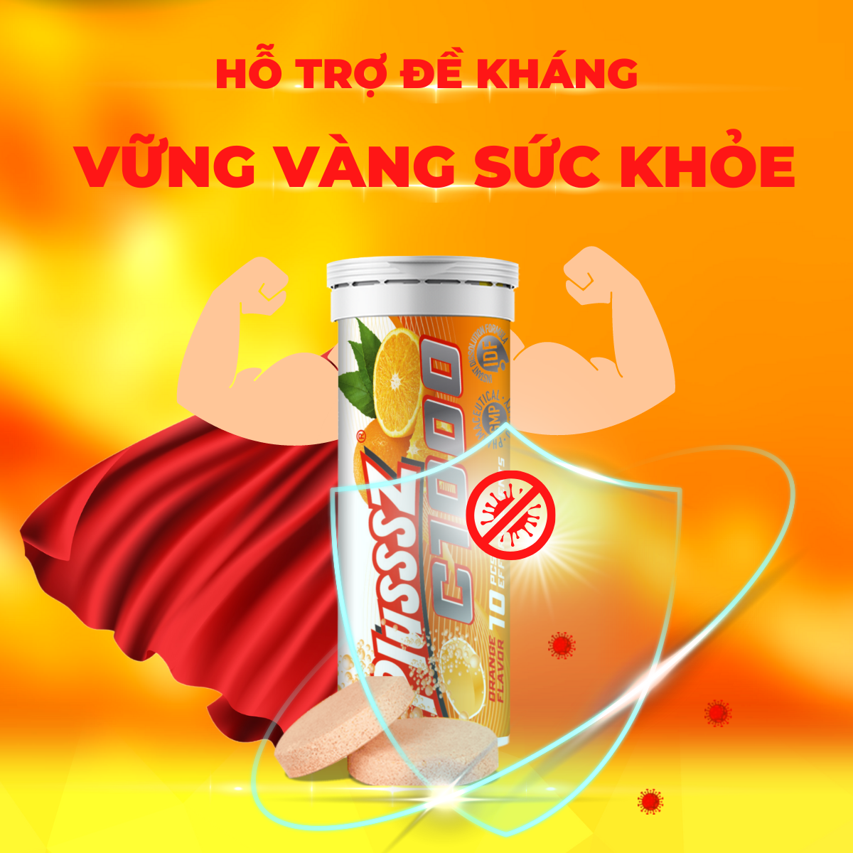 Viên sủi Plusssz C1000 bổ sung 1000mg vitamin c hỗ trợ tăng cường sức đề kháng, tăng cường sức khỏe (tuýp 10 viên sủi 4g) - nhập khẩu chính hãng