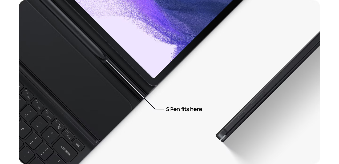 Bao Da kèm bàn phím Galaxy Tab S7 Plus  / S8 Plus và S7 FE (12.4 in) Book Cover Keyboard Slim (EF-DT730) - Hàng Chính Hãng