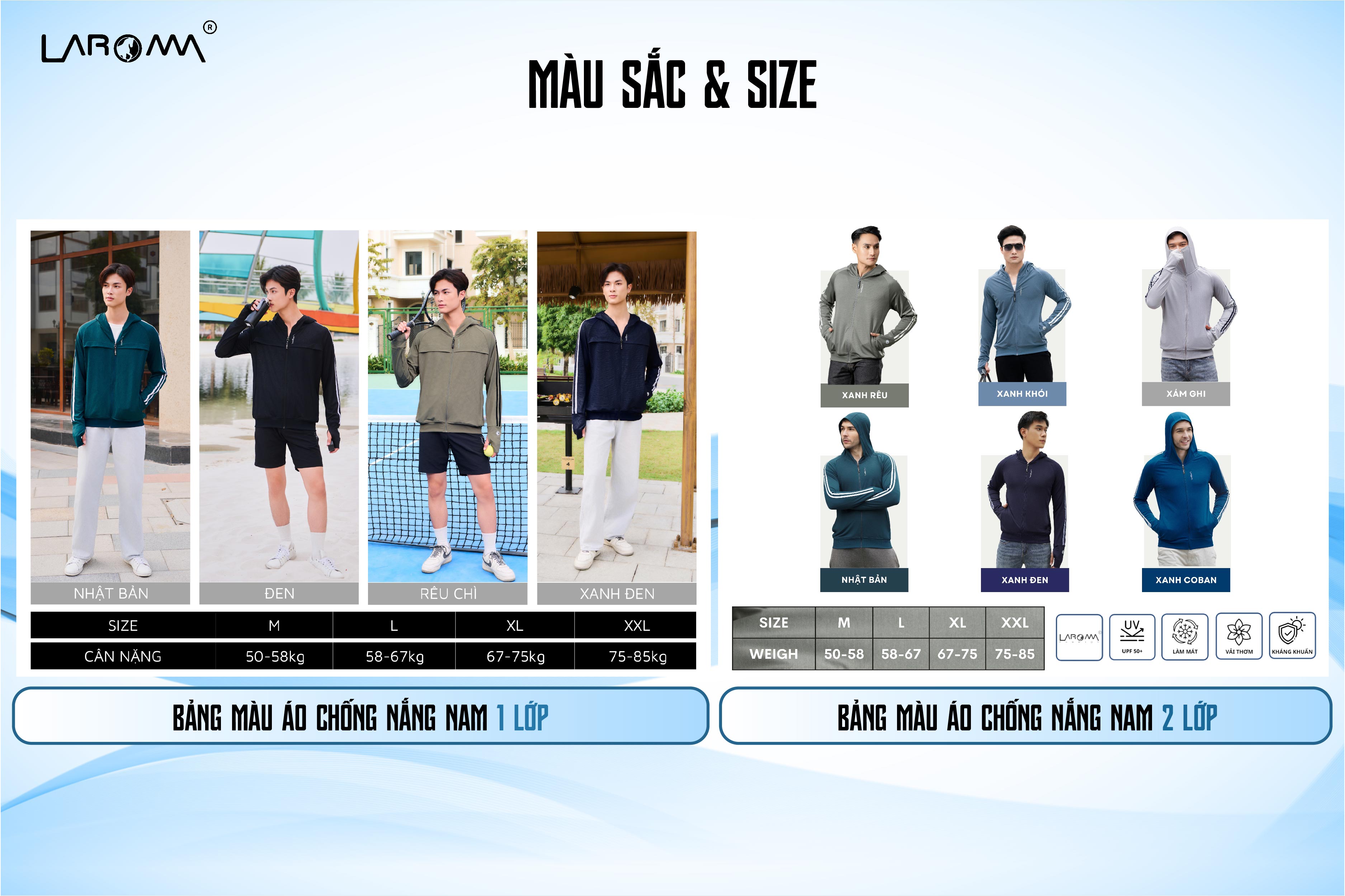 Áo Chống Nắng Nam Coolair Laroma| UPF50+ | Vải Thơm | Làm Mát | Thời Trang | Đa Dụng