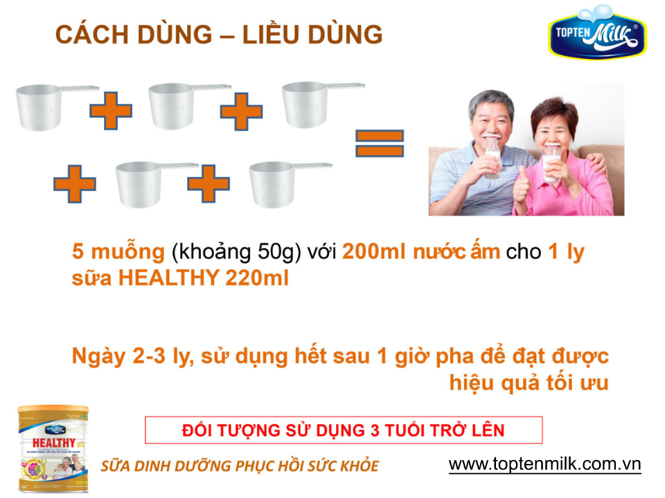 Sữa bột tăng cân,hổ trợ tiêu hóa healthy 400g TOPTEN Milk