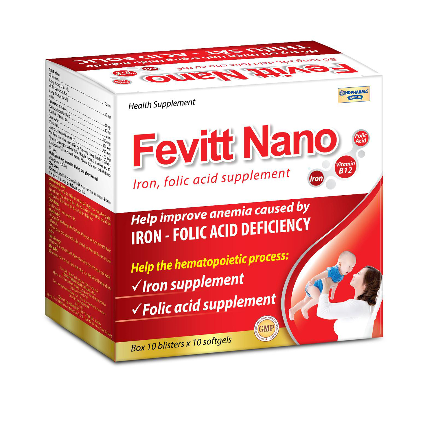 Fevitt Nano HDPHARMA bổ máu, bổ sung Sắt hữu cơ