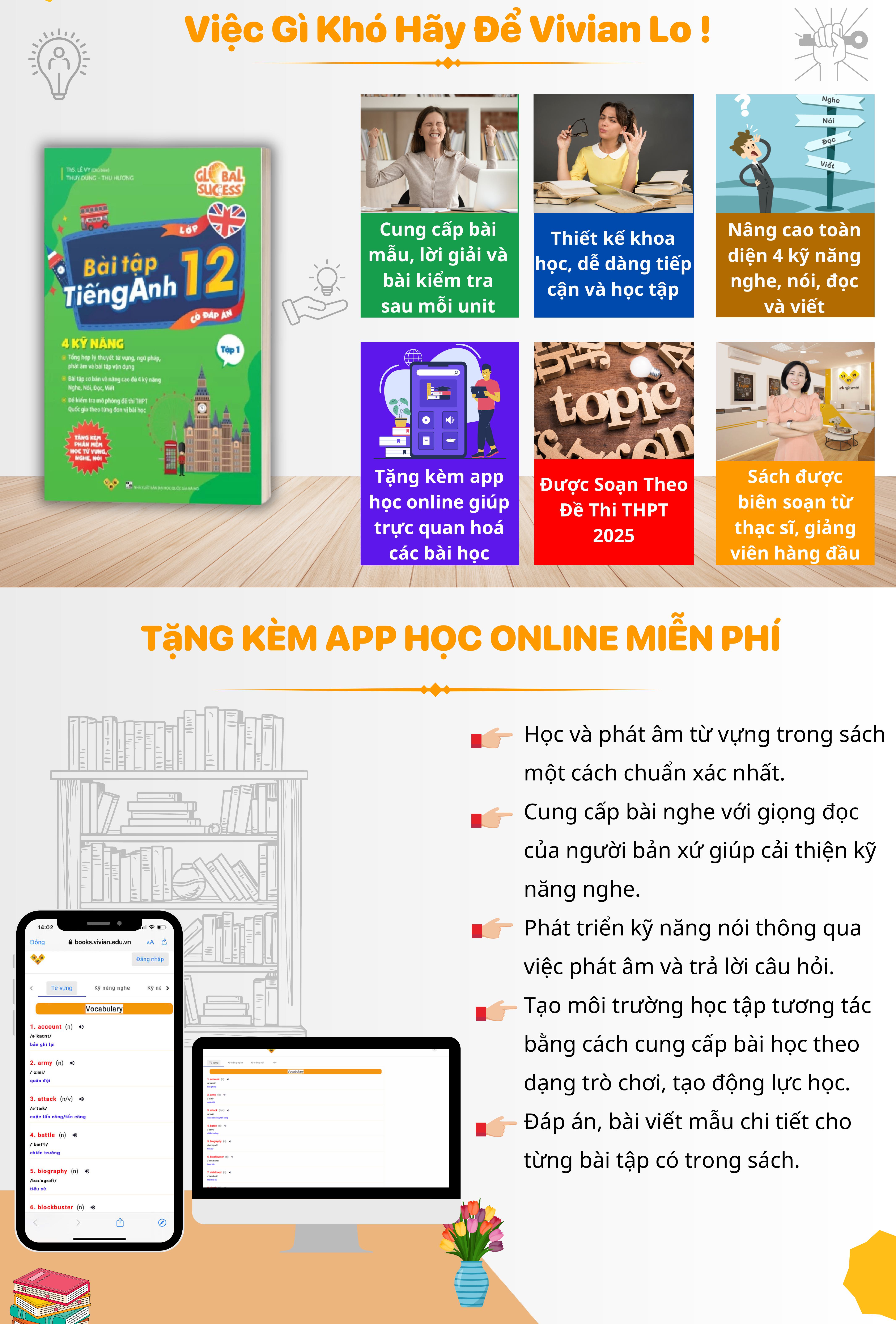 Sách Bài tập tiếng Anh lớp 12 Global Success, 4 kỹ năng (Có đáp án) – Tập 1– ThS Lê Vy Vivian