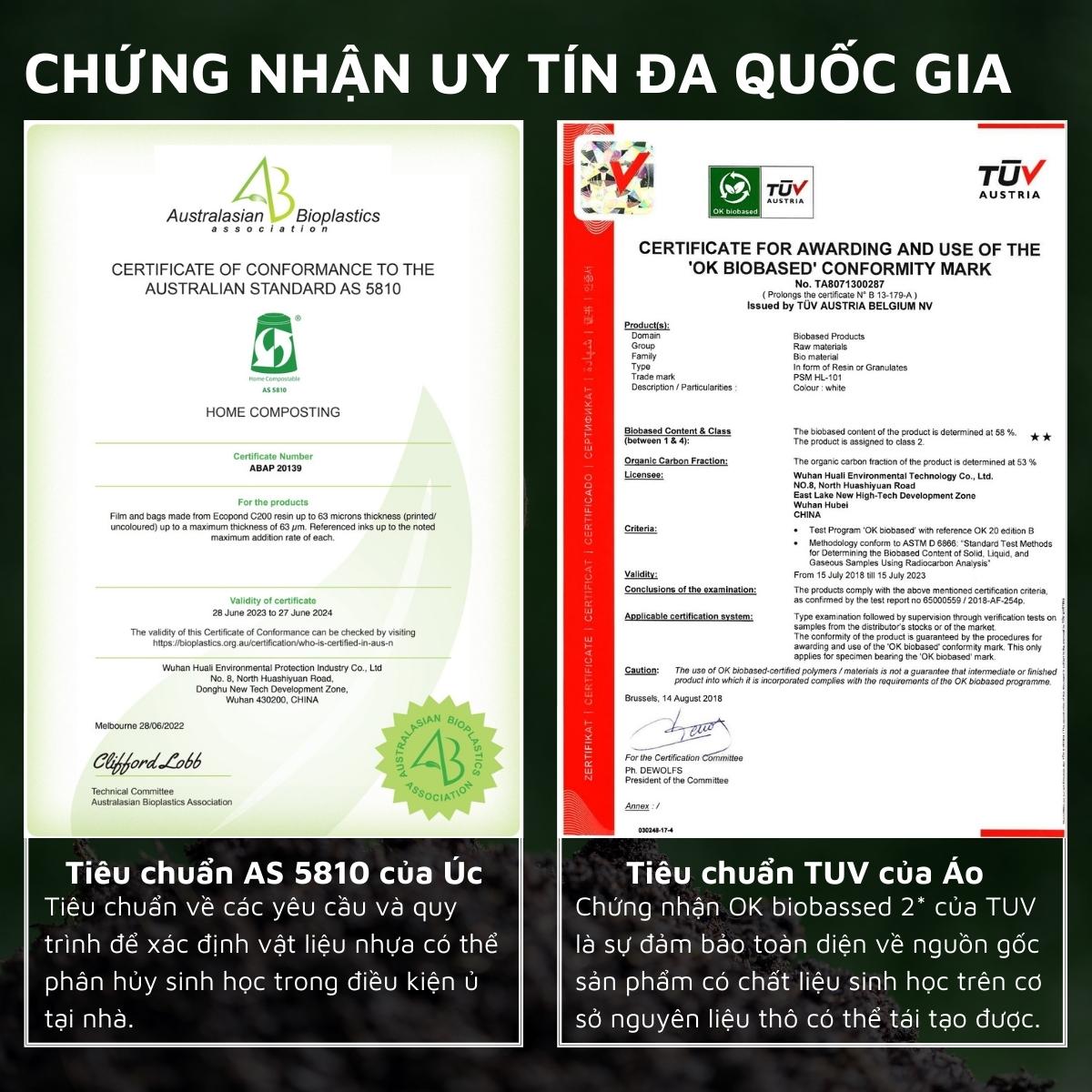 Túi rác, túi đựng rác tự hủy sinh học DandiHome có dây rút, túi rác không gây hại cho môi trường