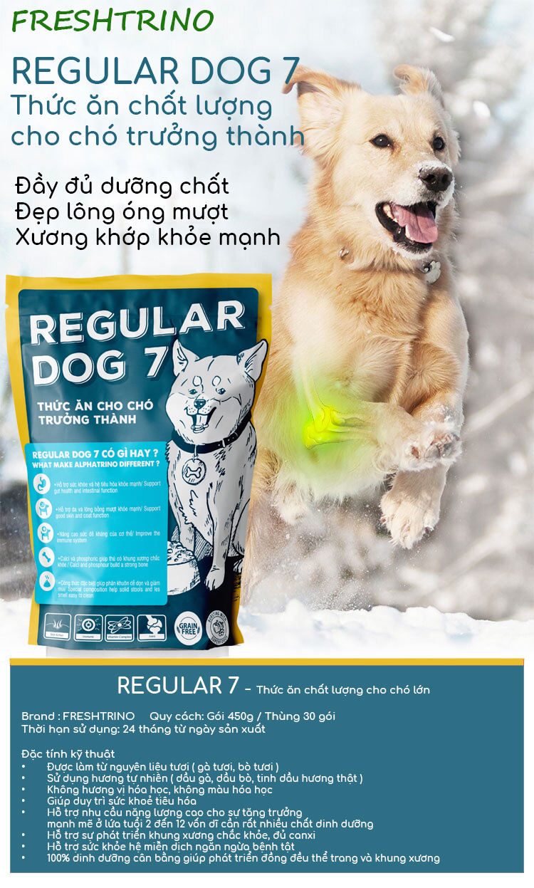 Thức ăn cho chó lớn có sợi gà tươi Regular Dog 7 1