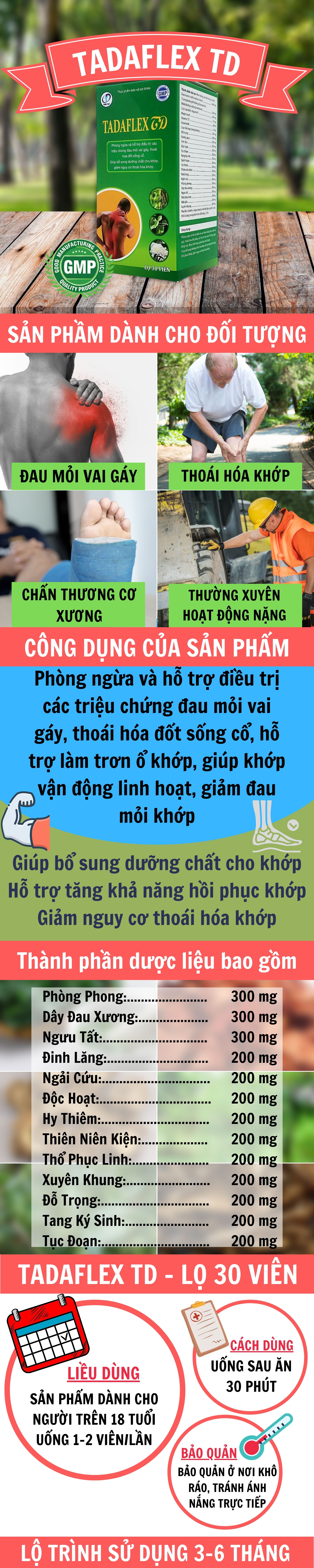 VIÊN VAI GÁY TADAFLEX - Bảo vệ và nuôi dưỡng sụn khớp, giúp xương khớp chắc khỏe, hỗ trợ giảm các triệu chứng đau mỏi vai gáy, viêm khớp, thấp khớp (Hộp 30 viên) 1