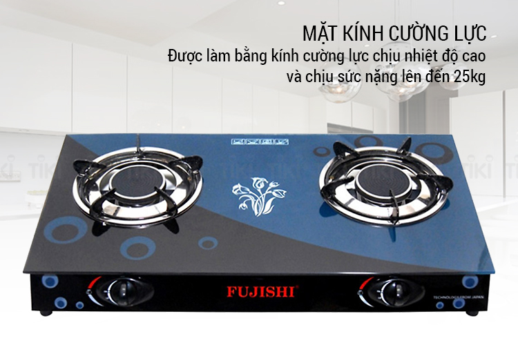 Bếp ga đôi hồng ngoại mặt kính hoa văn Fujishi - Hàng Chính Hãng
