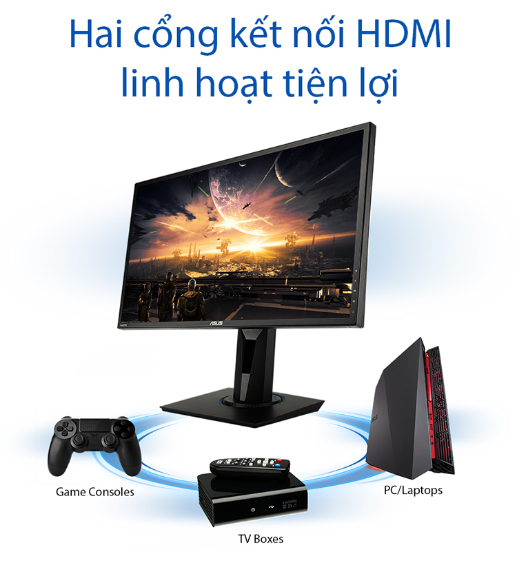 Màn Hình Gaming Asus VG245H 24 inch Full HD (1920 x 1080) 1ms 75Hz AMD FreeSync TN Stereo RMS 2W x 2 - Hàng Chính Hãng