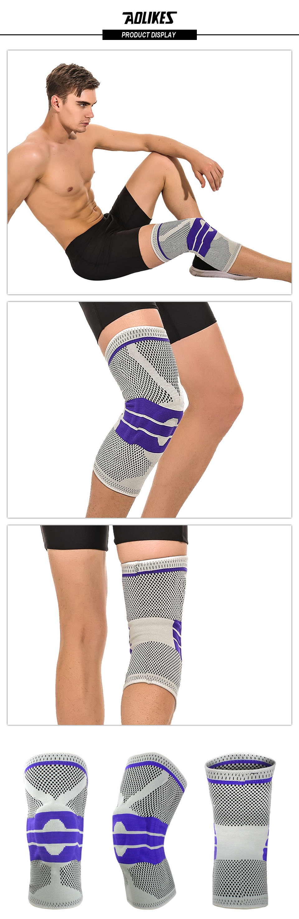 Đai Bảo Vệ Đầu Gối Hỗ Trợ Phục Hồi Dây Chằng Xương Khớp Sport Knee Protector AOLIKES YE-7221