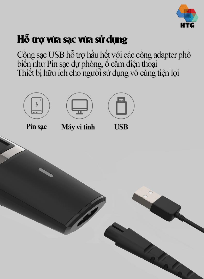 Tông đơ cắt tóc Enchen Sharp3S không dây, hỗ trợ vừa sạc - vừa cắt, lưỡi dao sắc bén tự mài, độ ồn thấp, 7300r/m, hàng chính hãng