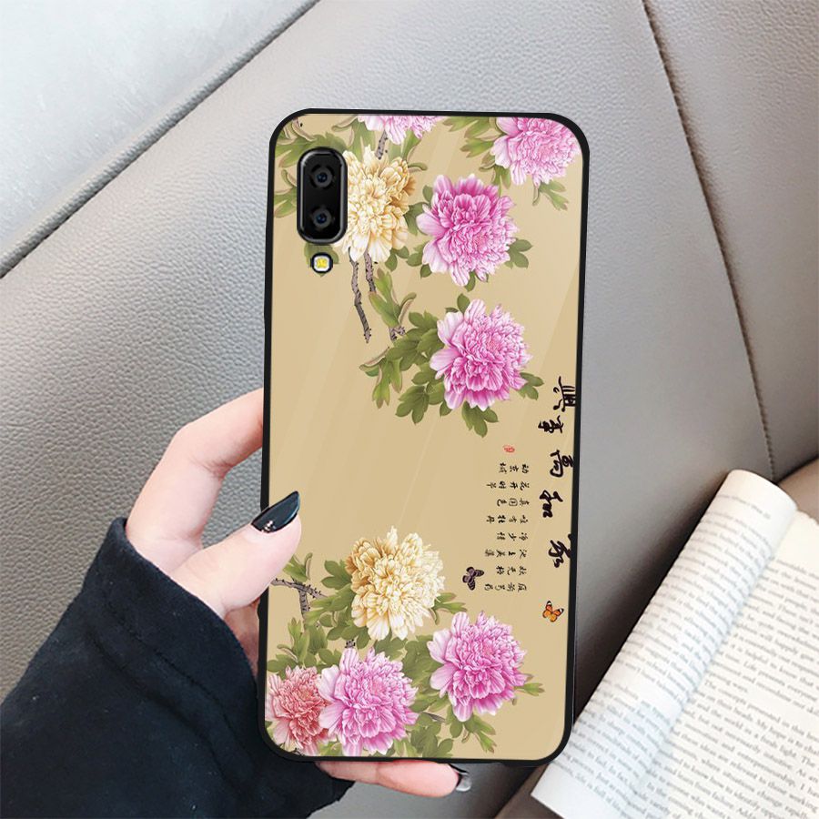 Ốp kính cường lực cho điện thoại Samsung Galaxy A50 - mẫu đơn MS MAUDON068