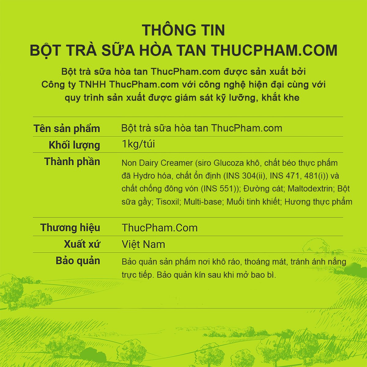 bột trà sữa hòa tan thucpham.com vị bạc hà- 1kg - thơm ngon vị trà, the mát bạc hà 1