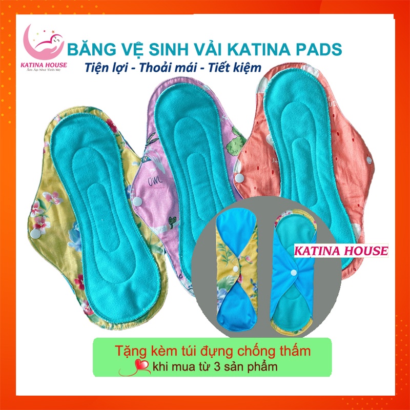 băng vệ sinh vải katina pads an toàn sạch sẽ, tiết kiệm - nhiều kích thước - thấm hút tốt, kháng khuẩn, khử mùi 3