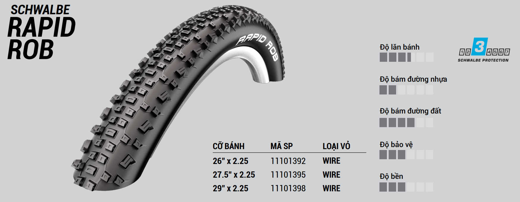 Vỏ xe đạp MTB Schwalbe Rapid Rob 27.5x2.25 – 26 CYCLES