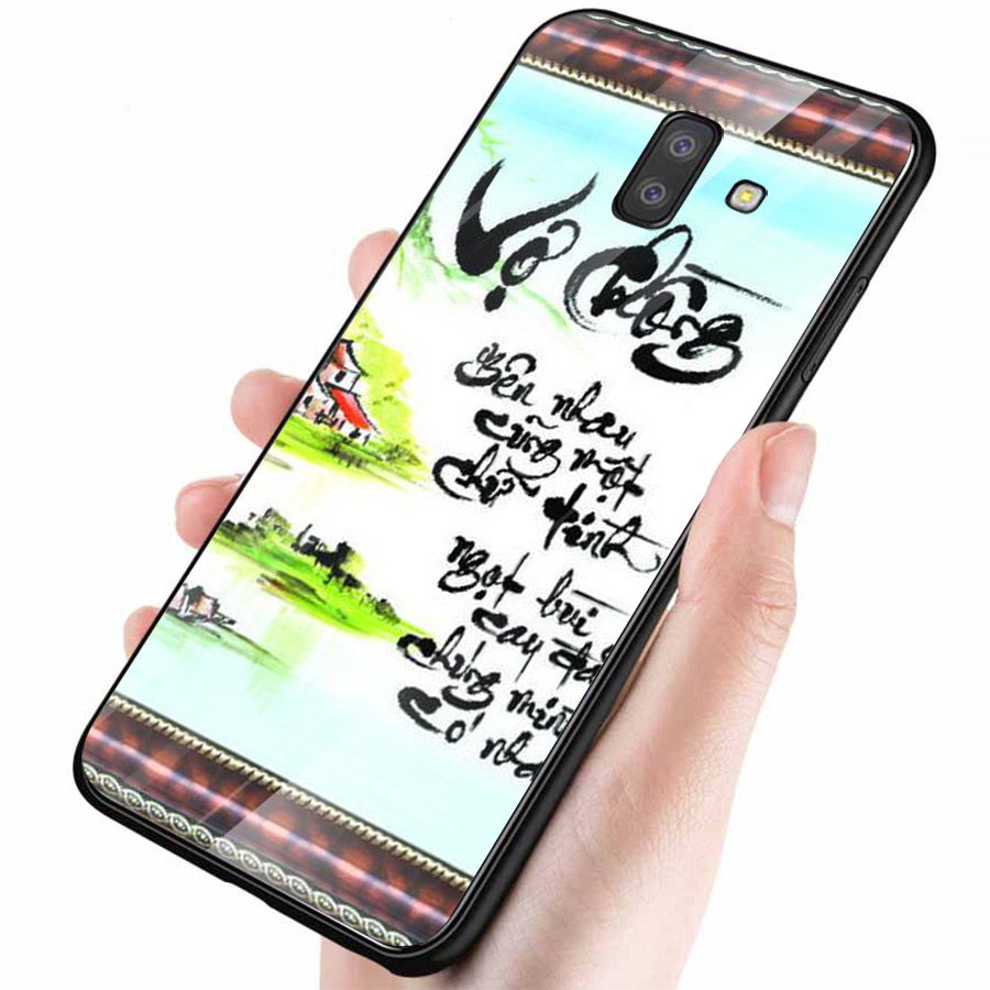 Ốp kính cường lực dành cho điện thoại Samsung Galaxy J4 - J6 - J6 PLUS/J6 PRIME - J8 - thư pháp - tp056