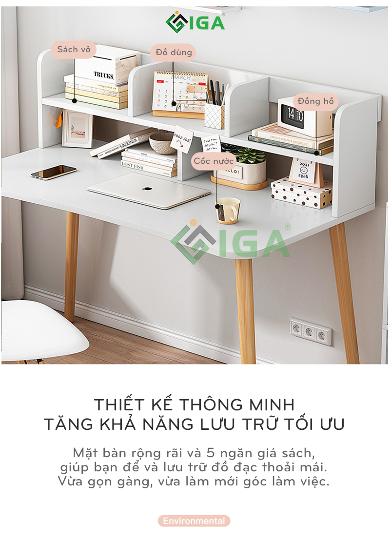 Bàn Làm Việc Kèm Kệ Sách Thương Hiệu IGA - GP197