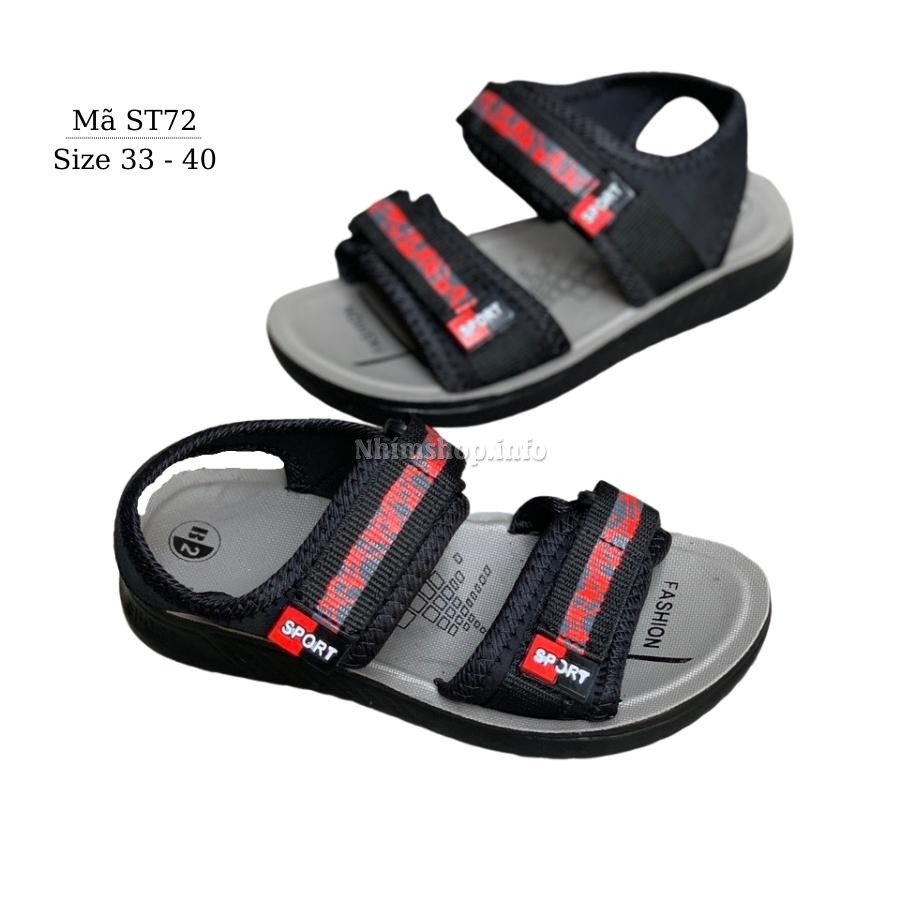 Giày Sandal bé trai quai ngang thể thao năng động và cá tính dép quai dán xé linh hoạt siêu nhẹ êm chân cho trẻ em học sinh 7 8  9 10 11 12  tuổi đi học màu đỏ đen thời trang dễ phối đồ  ST72