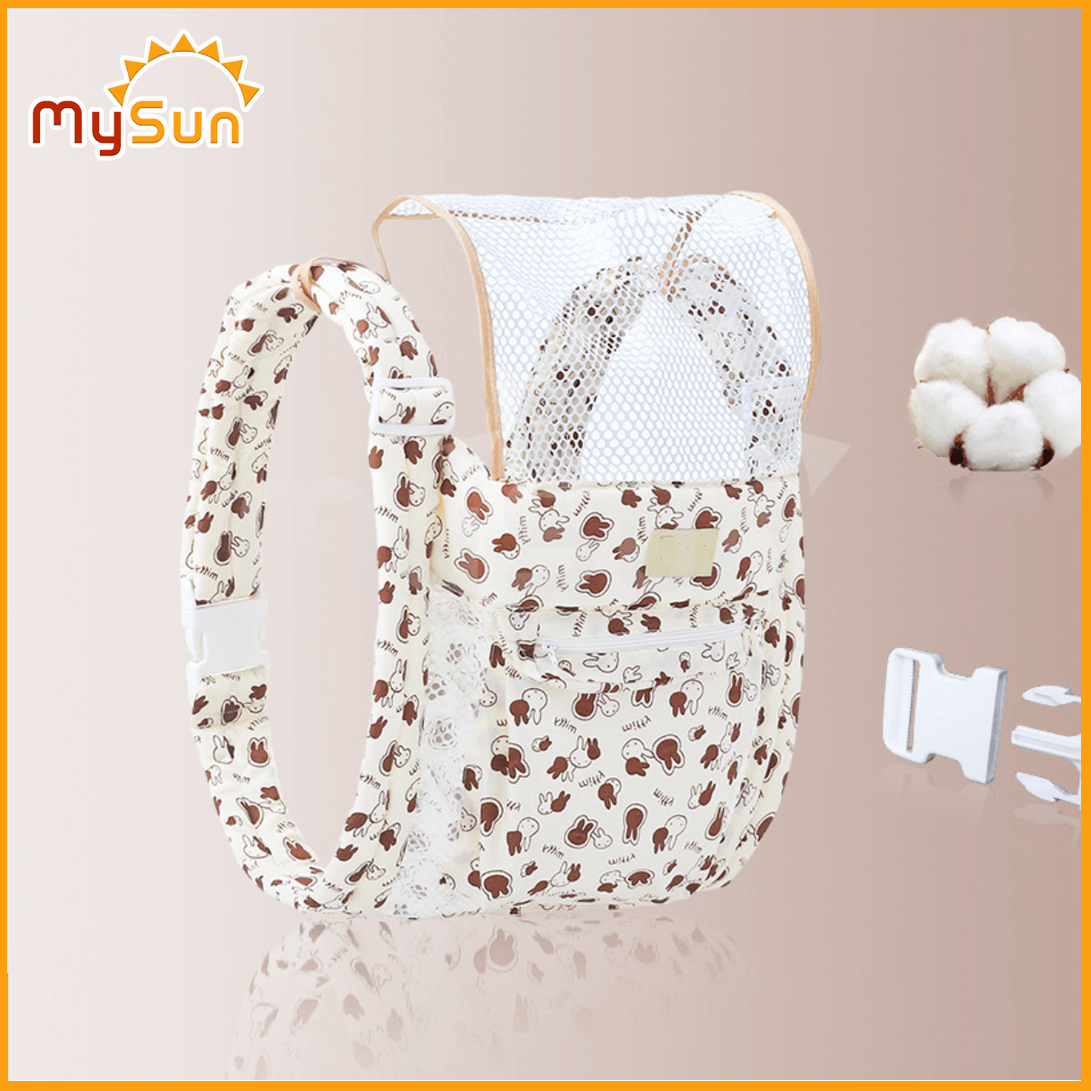 Đai địu vải cho em bé sơ sinh trẻ em 3 - 36 tháng tuổi ngồi có chùm đầu chính hãng MySun