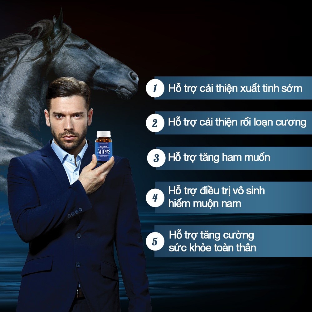 [Tặng Hộp 15v] Combo 4 Hộp 30v - Viên Uống Hỗ Trợ Sinh Lý Nam ALIPAS Ecogreen Tăng Cường Testosterone, Chứa Tinh Chất Hàu