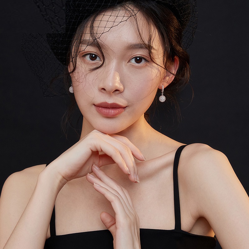 Bông tai nữ tòng teng siêu dễ thương đính đá zircon sang trọng, cườm giả ngọc 
